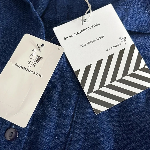 Sandrine Rose Button Front Long Sleeve Mandarin Collar Oversized Shirt - Medium - Picture 8 of 11